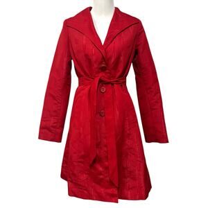 Mossimo Supply Red Trench Coat Jacket Dressy Lightweight Holiday Formal Sz S